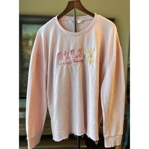 The Royal Standard Women's XL Pink Crewneck Pullover Embroidered Western Graphic